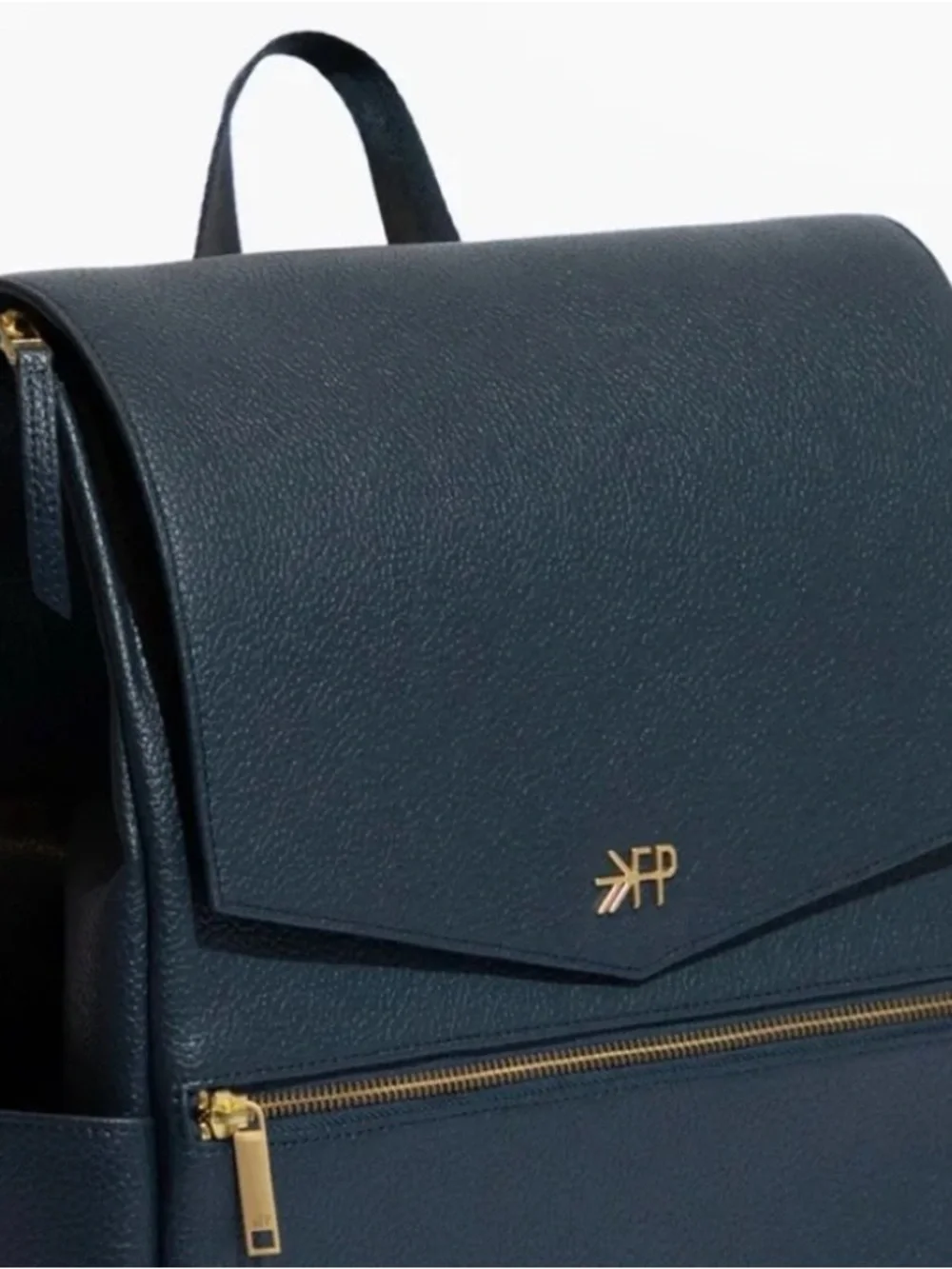 Freshly Picked Navy Faux Leather Diaper Backpack with Gold Hardware Smaller Size